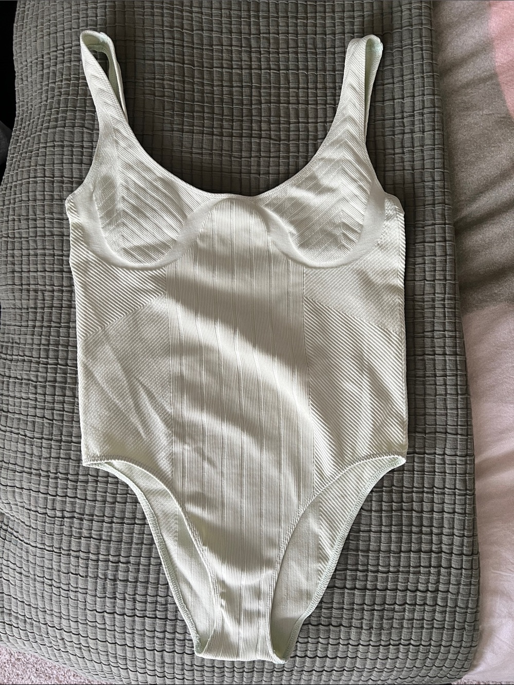 Anthropologie Mint Green Ribbed Tank One-Piece Bodysuit
